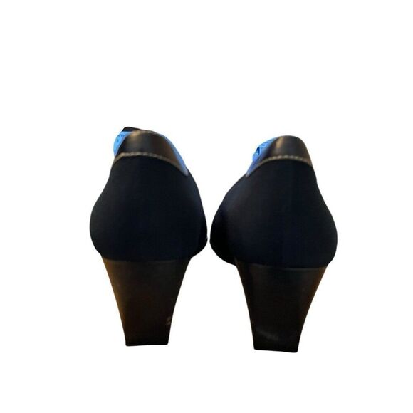 AK ANNE KLEIN iflex 9 M Black Fabric Heels Pumps Buckle Slip On Square Toe - Picture 8 of 9